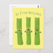 可愛いセロリにトリオ漫画の野菜を付ける ポストカード (正面/裏面)