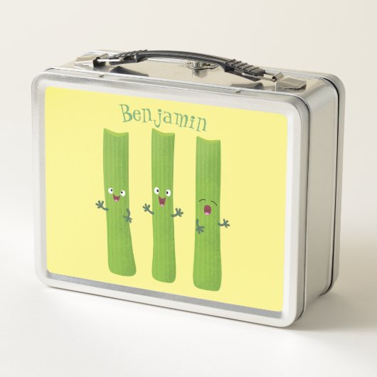 可愛いセロリにトリオ漫画の野菜を付ける メタルランチボックス (裏面)