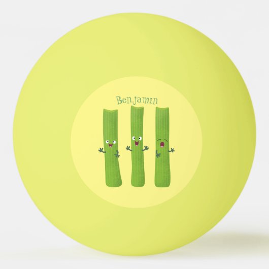 可愛いセロリにトリオ漫画の野菜を付ける 卓球ボール (正面)