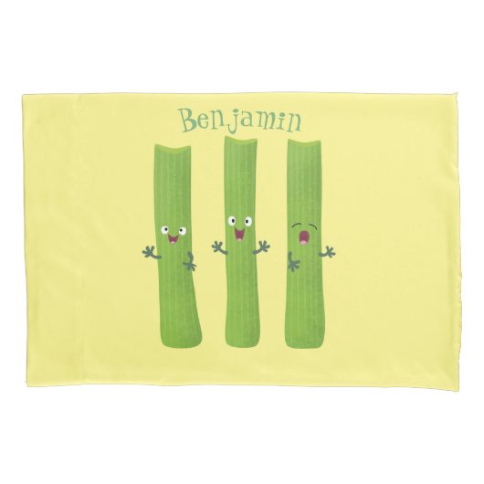 可愛いセロリにトリオ漫画の野菜を付ける 枕カバー (正面)