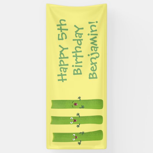 可愛いセロリにトリオ漫画の野菜を付ける 横断幕 (縦)