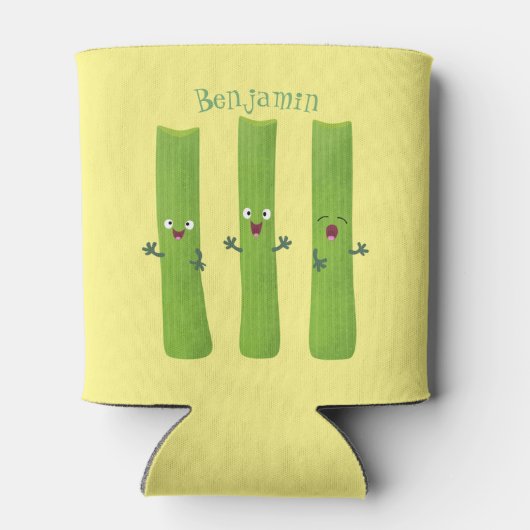 可愛いセロリにトリオ漫画の野菜を付ける 缶クーラー (裏面)