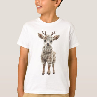 可愛いセーターを着た子鹿の子供服 Tシャツ