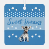 可愛いゼブラshhh追加の名前が青く眠っている メタルオーナメント (裏面)