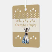 可愛いゼブラshhh追加の名前は眠っている茶色 メタルオーナメント (正面左)