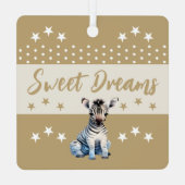 可愛いゼブラshhh追加の名前は眠っている茶色 メタルオーナメント (裏面)