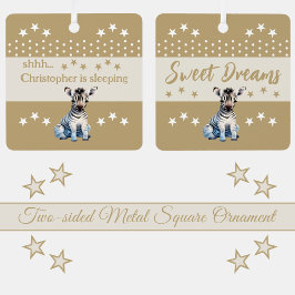 可愛いゼブラshhh追加の名前は眠っている茶色 メタルオーナメント