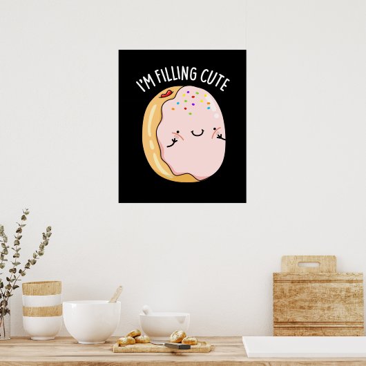 可愛いゼリーおもしろいドナプンダークBG ポスター (キッチン)