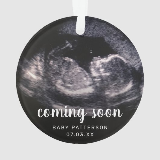 可愛いソノグラム写真妊娠クリスマスを明らかにする オーナメント (裏面)