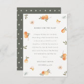 可愛いソフトオレンジフローラボホブーブック赤ちゃんシャワー エンクロージャーカード (正面/裏面)