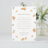 可愛いソフトオレンジフローラボホブーブック赤ちゃんシャワー エンクロージャーカード (スタンド正面)