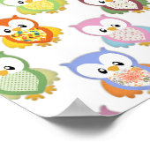 可愛いソフトカラフル違うフクロウ胸パターン ポスター (角)