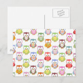 可愛いソフトカラフル違うフクロウ胸パターン ポストカード (正面/裏面)