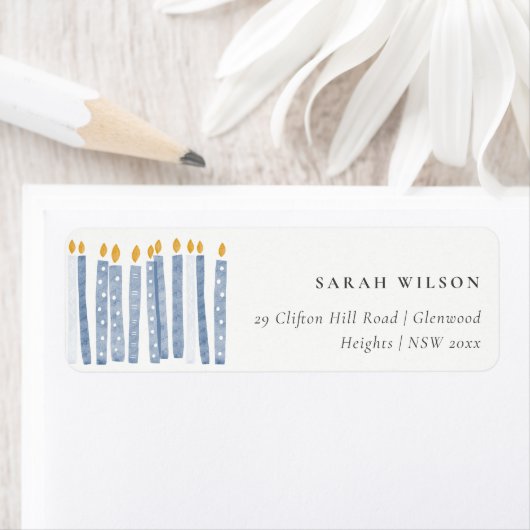可愛いソフトパステルブルーウォーターカラーキャンドルアドレス ラベル (インサイチュ)