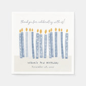 可愛いソフトパステルブルーウォーター誕生日キャンドル スタンダードカクテルナプキン (正面)