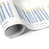 可愛いソフトパステルブルーウォーター誕生日キャンドル ラッピングペーパー (ロールコーナー)