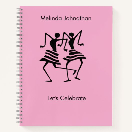 可愛いソフトピンクのシルエットお祝い ノートブック (正面)