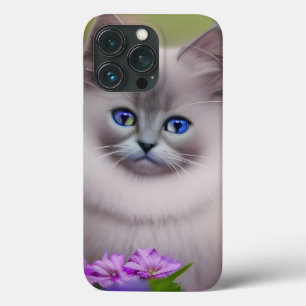 可愛いソフトブルー目ヒマラヤンキッド iPhone 13 PROケース