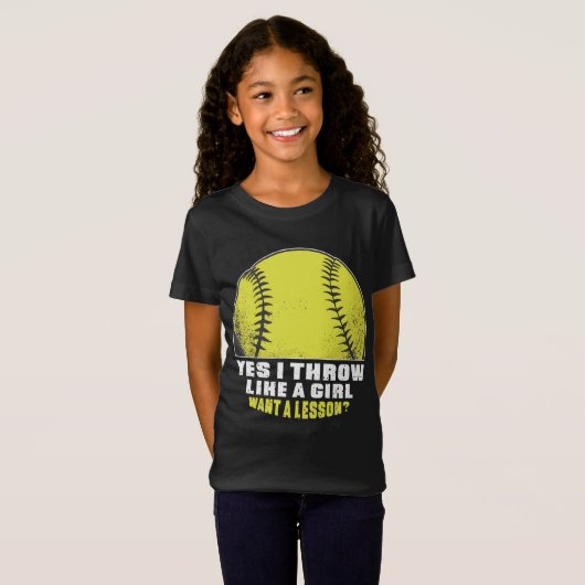 可愛いソフトボール好きの女の子のためのソフトボール選手ギフト Tシャツ (正面フル)