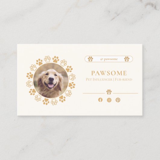 可愛いソーシャルメディアペットインフルエンサーの名刺 名刺 (正面)