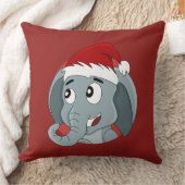 可愛いゾウがピロを投げるクリスマスアニメ クッション (ブランケット)