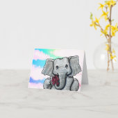 可愛いゾウのカード カード (黄色い花)