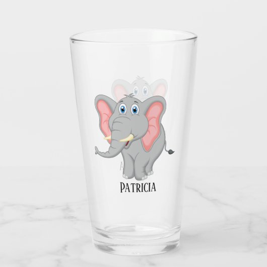 可愛いゾウ好きの人が名前をガラスに加える タンブラーグラス (裏面)