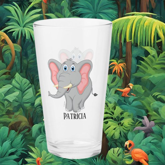 可愛いゾウ好きの人が名前をガラスに加える タンブラーグラス