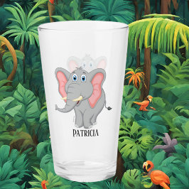 可愛いゾウ好きの人が名前をガラスに加える タンブラーグラス