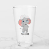 可愛いゾウ好きの人が名前をガラスに加える タンブラーグラス (正面)