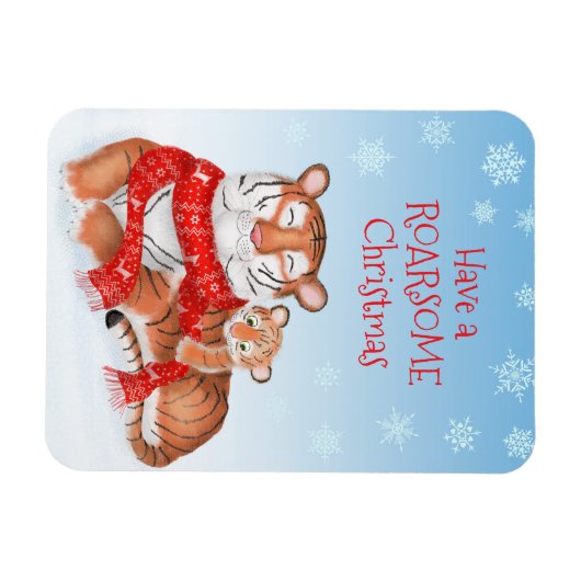 可愛いタイガーと可愛い可愛い「ロアルソームクリスマス」マグネット マグネット (横)