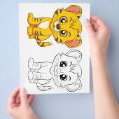 可愛いタイガーのカラーリングページ チラシ (手)