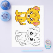 可愛いタイガーのカラーリングページ チラシ (シングル)