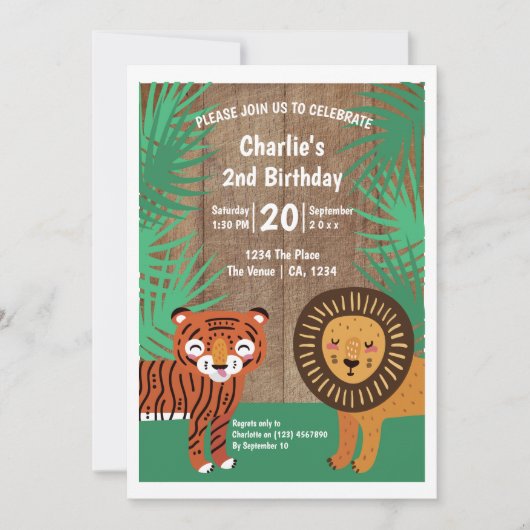 可愛いタイガーの誕生日会パーソナライズされた 招待状 (正面)