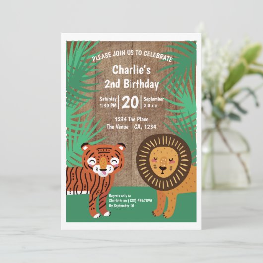 可愛いタイガーの誕生日会パーソナライズされた 招待状 (スタンド正面)