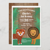 可愛いタイガーの誕生日会パーソナライズされた 招待状 (正面/裏面)