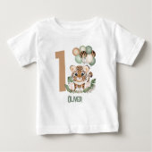 可愛いタイガーカッブワイルドワンボーイ1歳誕生日 ベビーTシャツ (正面)