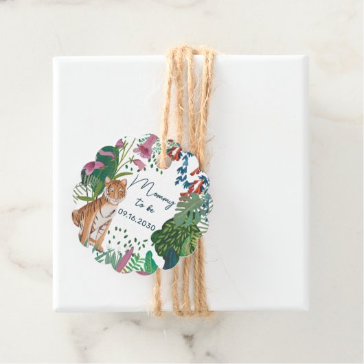 可愛いタイガーサファリママ赤ちゃんシャワー フェイバータグ (インサイチュ)