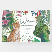 可愛いタイガージャングルママ赤ちゃんシャワー 横断幕 (横)