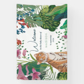 可愛いタイガージャングルママ赤ちゃんシャワー 横断幕 (縦)