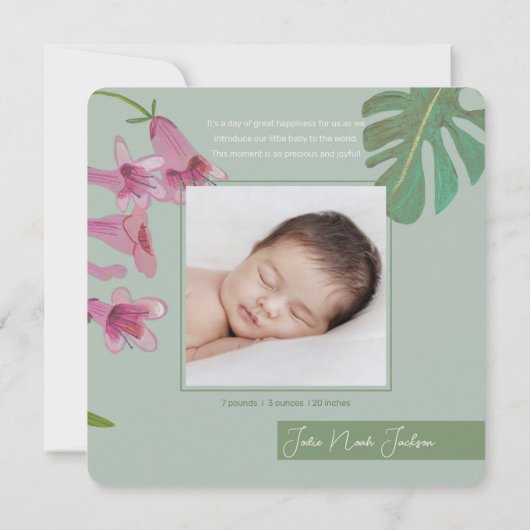 可愛いタイガージャングル誕生のお知らせ サンキューカード (裏面)