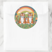 可愛いタイガーファミリー ラウンドシール (バッグ)