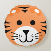 可愛いタイガーワイルドワンジャングルサファリ動物マンガ ラウンドクッション (正面)