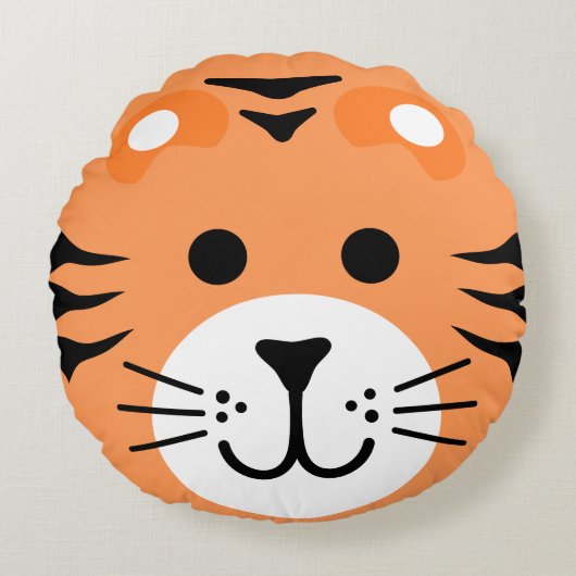 可愛いタイガーワイルドワンジャングルサファリ動物マンガ ラウンドクッション (正面)