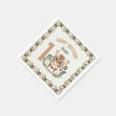 可愛いタイガーワイルドワンボーイ1歳の誕生日 スタンダードカクテルナプキン (角)