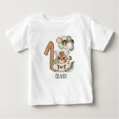 可愛いタイガーワイルドワン1歳の誕生日の男の子Tシャツ ベビーTシャツ (正面)