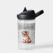 可愛いタイガー星の子供グレーで名前を追加 ウォーターボトル (左面)