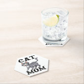 可愛いタイガー猫ママおもしろいプレゼント子猫猫 ペーパーコースター (インサイチュ)