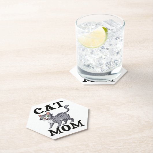 可愛いタイガー猫ママおもしろいプレゼント子猫猫 ペーパーコースター (インサイチュ)