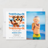 可愛いタイガーThreenager Boy 3rd誕生日パーティー写真 招待状 (正面)